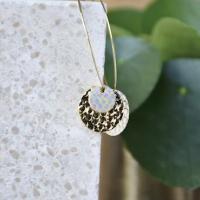 Boucle d'oreille Ladies, beige argent motif