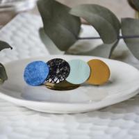 petite barrette rondes bleu, moutarde